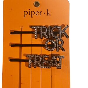 Piper K Black and Silver Trick or Treat Hair Clips
